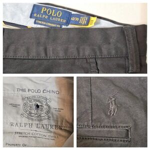 Polo Ralph Lauren Chino Pants  42x29 Stretch  Twill Classic Pony Wide Leg Black‎